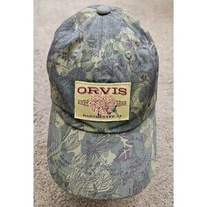 Orvis Green Dragonfly Plant Flower Camo Pattern Fishing Ball Cap Hat Strapback